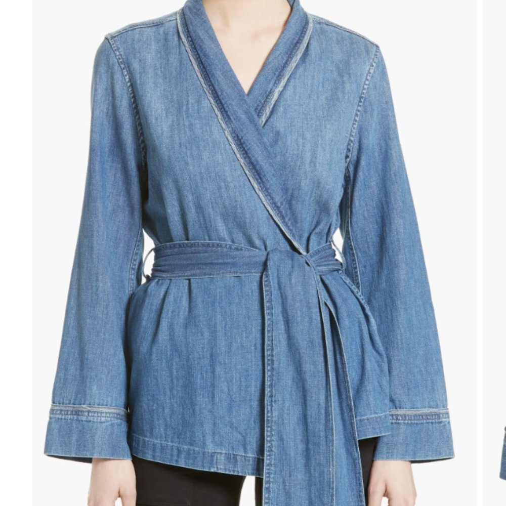 Equipment  - Lafayette Denim Wrap Top